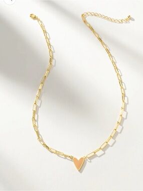 Uncommon James Enamel Heart Necklace with Paperclip Chain - Blush Heart